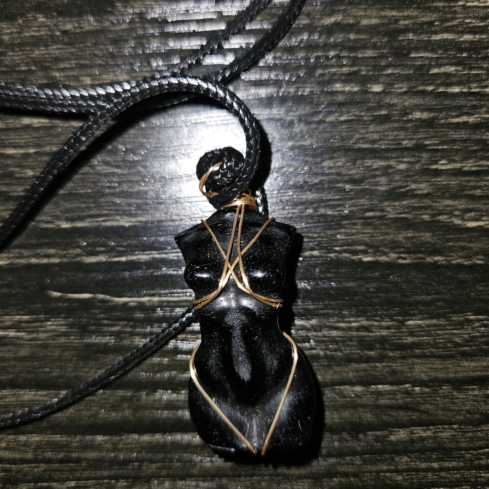 🦇 Lot B/E Elegant Goddess Body Onyx Black Pendant Necklace